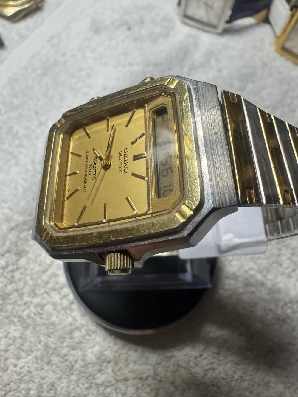Seiko Gold Two-Tone Digital-Analog Sports 100 Watch